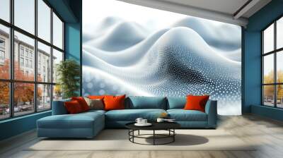 Soft white abstract waves creating a peaceful, serene texture with gentle curves. Wall mural