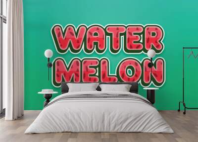 Watermelon 3d text style effect Wall mural