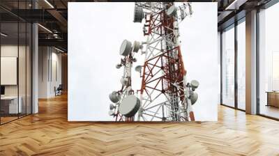 two cellular communication towers on a cloudy day Wall mural