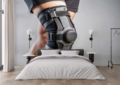 A close-up of a knee brace orthosis, providing support to a joint, brace, orthosis, knee, support, joint, medical Wall mural