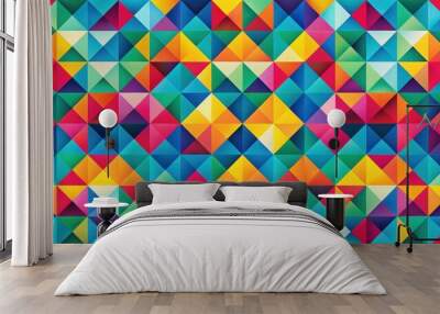 A vibrant and abstract geometric pattern with a modern and dynamic feel, geometric, abstract, pattern, vibrant, modern Wall mural