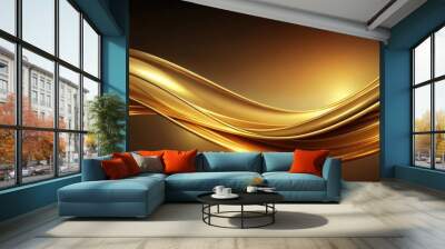 Abstract background with elegant golden wave design, golden, wave, abstract, background, luxury, elegant, design, shiny Wall mural