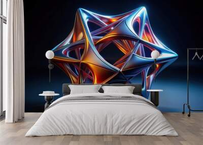 Abstract futuristic shape on black background, render, abstract, futuristic, shape, geometric, modern, design Wall mural