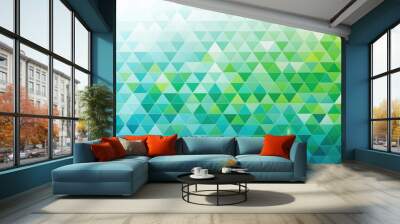 Abstract geometric background with triangles in blue to green gradient, geometric, abstract, background, triangles, blue Wall mural