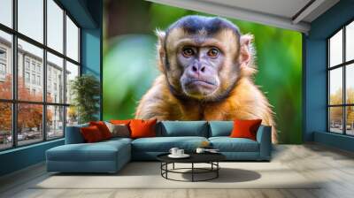 Brown Capuchin Monkey with expressive face in a natural habitat, wildlife, primate, monkey, mammal, jungle Wall mural