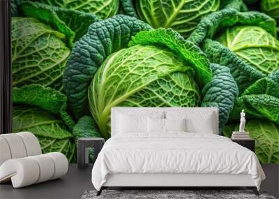 Fresh green cabbage heads for healthy organic nutrition and vegetarian dishes , Fresh, cabbage, green, healthy, organic Wall mural