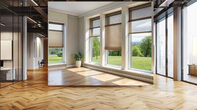 Interior windows with cellular shades for modern aesthetics and energy efficiency, modern, interior design Wall mural