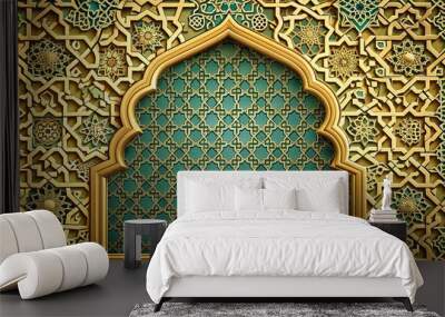 Islamic background with decorative ornament style on the side, Islamic, background, ornament, style, design, pattern Wall mural