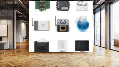 network hardware vector icons Wall mural