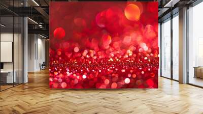 Abstract red bokeh,red bright background, blur,Bright light spots,Red glitter light sparkling bokeh abstract background with defocused lights, Wall mural