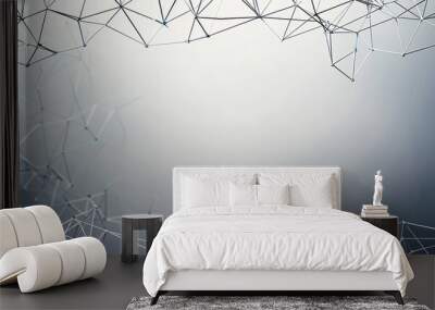 horizontal backdrop featuring a sophisticated network of silver and dark blue connections over a gradient grey canvas Wall mural