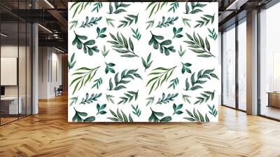 Watercolor seamless pattern of leaves , seamless pattern with leaves Wall mural