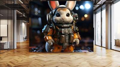 Cute and Adorable Dutch Dwarf Rabbit in a Colorful Chibi Exosuit Design Wall mural