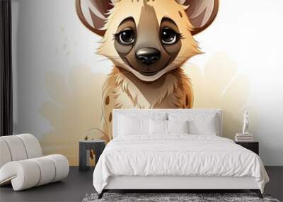 Lovable Hyena Character Illustrated in a Flat, Soft, and Clean Style Wall mural