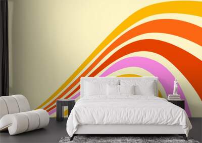 Retro groovy sun rays pattern background 70s. Sun sunbeams summer texture.  Wall mural