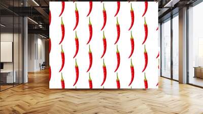 seamless simple pattern of one red hot pepper on white background Wall mural