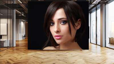 Sexy makeup woman with short black hair looking Wall mural