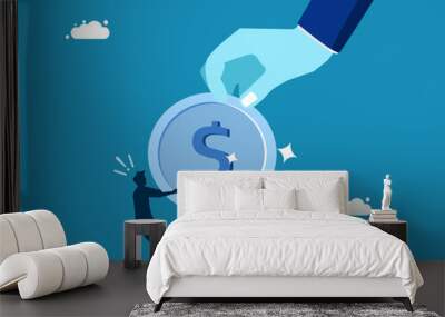 Big hand pulling coin tug of war Wall mural