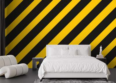 Blank warning label background with black and yellow stripes Wall mural