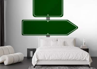 road sign isolated on a background. green traffic sign Wall mural