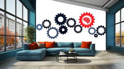 The gear wheel and the brain are symbols of concepts or the use of brain power and to solve problems Wall mural