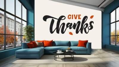 Give thanks hand drawn lettering Wall mural