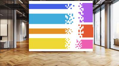 Set of blank pixelated geometric shape. Colorful broken pixel rectangle. Background for text Wall mural