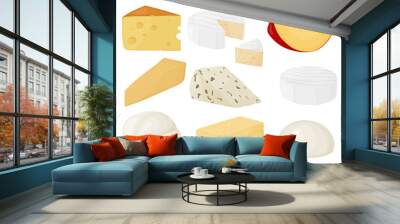 Soft cheese block set. Farm market product for label, poster, icon, packaging. Wall mural