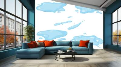 Water spill set. Blue water drop and water spill.  Wall mural