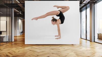 Beautiful young woman limber exerciser in the studio Wall mural