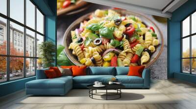 A bowl with traditional Italian pasta salad Wall mural