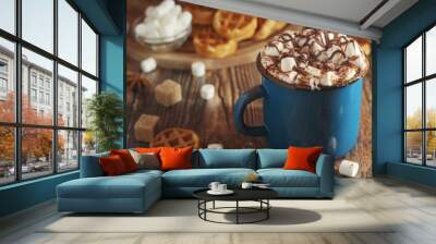 A mug with hot chocolate with marshmallow	 Wall mural