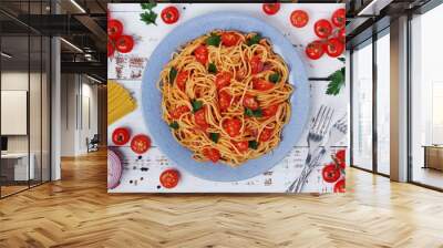 A plate with spaghetti with tomatoes Wall mural