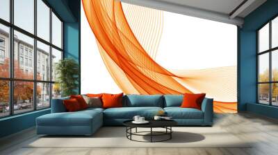 Abstract background with orange waves Wall mural