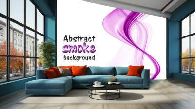 Abstract bright purple waves on a white background Wall mural