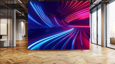 abstract digital background for wallpaper. blue and pink light lines. futuristic and technological background. fantastic wallpaper Wall mural