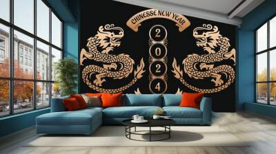 Chinesse New Year -  Classic Gold Black Wall mural