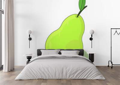 Green colorful pear fruif icon isolated on white background.Cartoon flat desing.Vector illustration. Wall mural