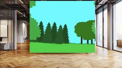 green summer forest with tall trees Wall mural