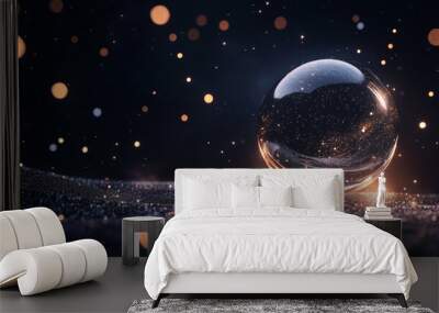 magic ball on black background Wall mural