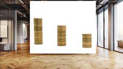 coins stacks isolated on white Wall mural