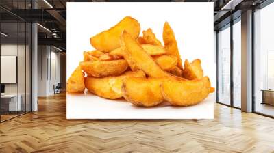 fried Potato wedges. Fast food. Isolated on white Wall mural