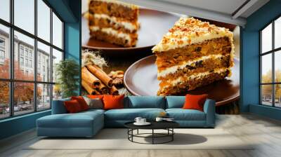 carrot cake with walnuts, prunes and dried apricots Wall mural