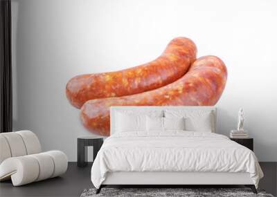 Chorizo raw meat sausage on a white isolated background Wall mural