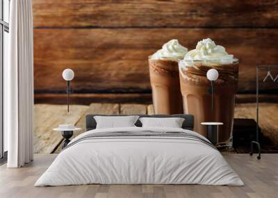 Dark hot chocolate with whipped cream Wall mural