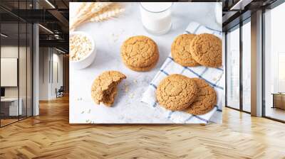 Fresh sweet healthy oatmeal cookies with oats Wall mural