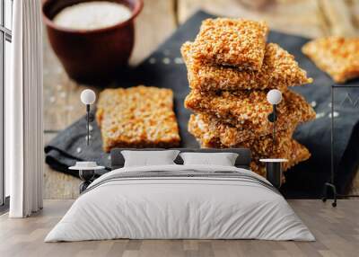 Honey sesame seed bars Wall mural