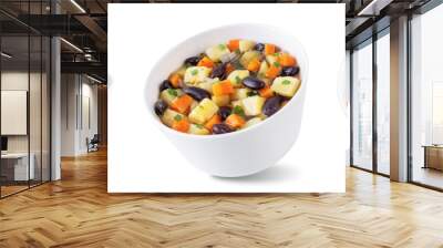 Kidney beans potato carrot vegan soup in a bowl on a white isolated background Wall mural