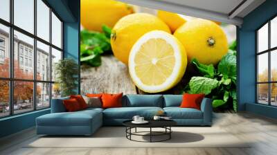 lemons and mint Wall mural