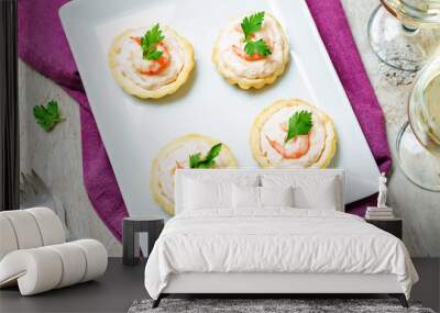 Shrimp salmon mousse parsley tartlets Wall mural